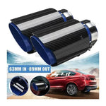 2.5'' 63MM-89MM Blue Carbon Fiber S/S Steel Muffler Tip