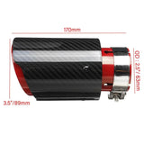 2.5'' 63MM-89MM Red Carbon Fiber S/S Muffler Tip