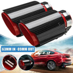 2.5'' 63MM-89MM Red Carbon Fiber S/S Muffler Tip