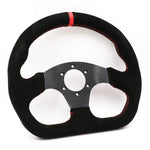 13" Red Suede Racing Steering Wheel - Flat Design