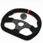 13" Red Suede Racing Steering Wheel - Flat Design