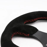 13" Red Suede Racing Steering Wheel - Flat Design