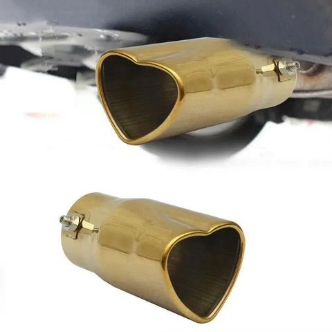 Gold Heart Shaped Stainless Steel Gold Exhaust Tip Pipe Muffler