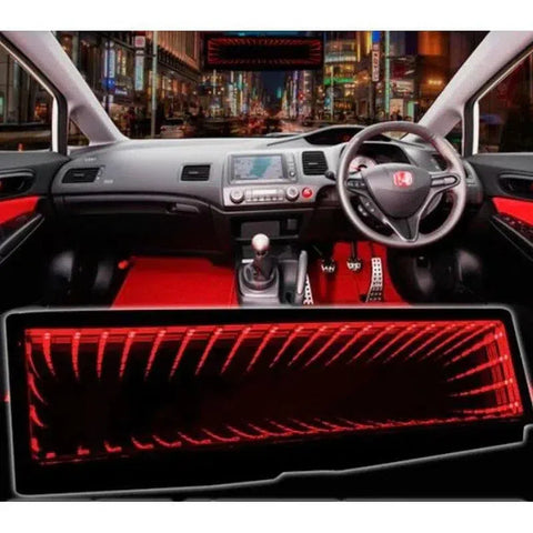 Universal Illusion LED Clip On Rear View Mirror (Red)