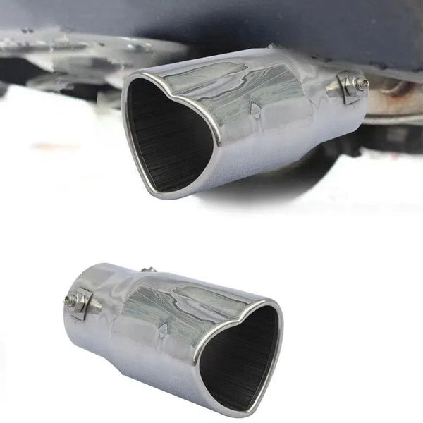 Silver Heart Exhaust Tip: Stainless Steel Muffler Trim