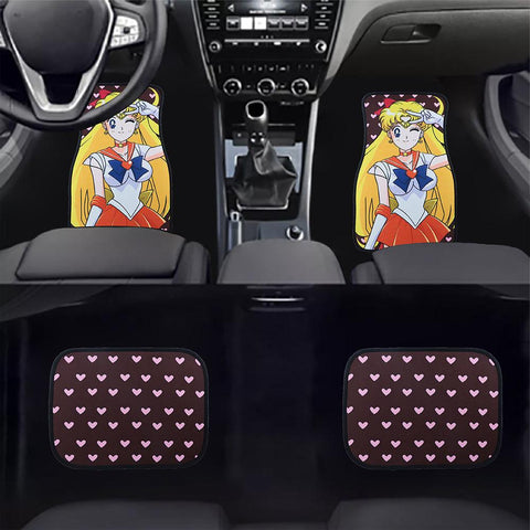 Anime Sailor Venus Racing Fabric Car Floor Mats Interior Carpets JDM Performance