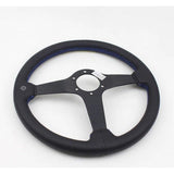 ENDLESS 14inch Flat Leather Sport Racing Steering Wheel Blue Stitch JDM Performance