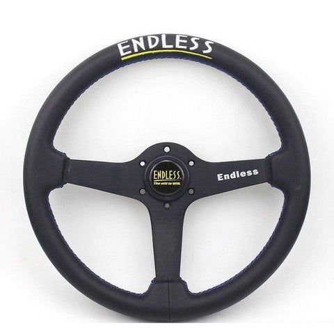 ENDLESS 14inch Flat Leather Sport Racing Steering Wheel Blue Stitch-JDM Performance