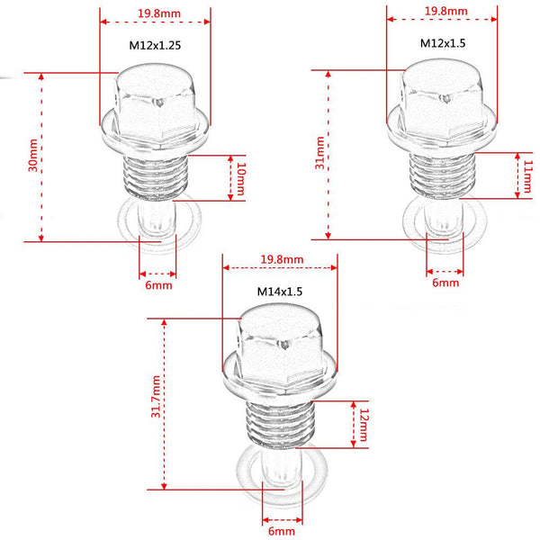 Magnetic Oil Drain Plug Bolt M12x1.5 M12x1.25 M14x1.5 JDM Performance