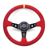 Red Suede Corsica Steering Wheel 14inch JDM Performance
