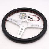 Silver Lightweight ND 14inch Real Leather Steering Wheel JDM Performance