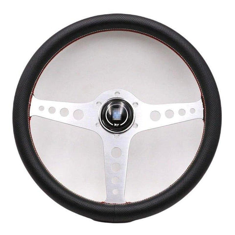 Silver Lightweight ND 14inch Real Leather Steering Wheel-JDM Performance