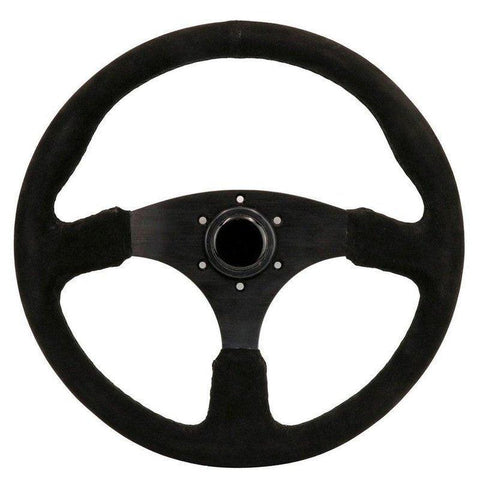 Universal 14inch Auto Racing Black Suede Leather Steering Wheel-JDM Performance