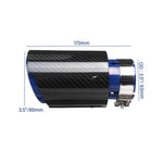 2.5'' 63MM-89MM Blue Glossy Carbon Fiber Stainless Steel Muffler Tip JDM Performance