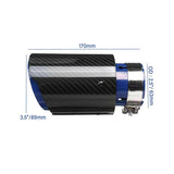 2.5'' 63MM-89MM Blue Glossy Carbon Fiber Stainless Steel Muffler Tip JDM Performance