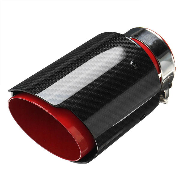 2.5'' 63MM-89MM Red Glossy Carbon Fiber Stainless Steel Muffler Tip JDM Performance