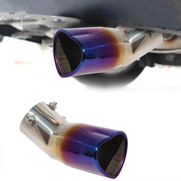 Burnt Blue Heart Shaped Stainless Steel Exhaust Pipe Muffler Tip JDM Performance