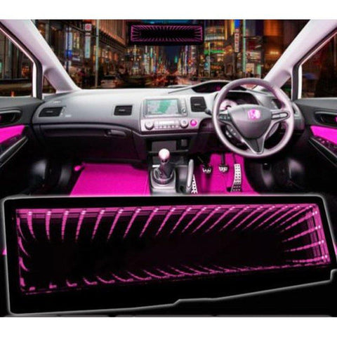 Universal Illusion LED Clip On Rear View Mirror (Pink) JDM Performance