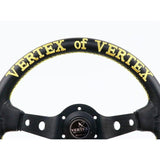 Vertex Forever Steering Wheel Aftermarket 13inch Yellow Stitch JDM Performance