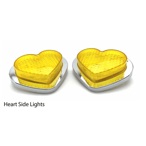 Yellow LED Heart Shape Side Marker Indicators (Pair)-JDM Performance